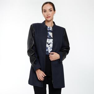 Abrigo Aplicaci&oacute;n Pu Cuello Mao Mujer Lesage