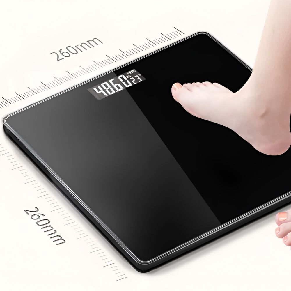 Bascula Digital De Vidrio Templado 180kg Max Black Ws39bk image number 1.0
