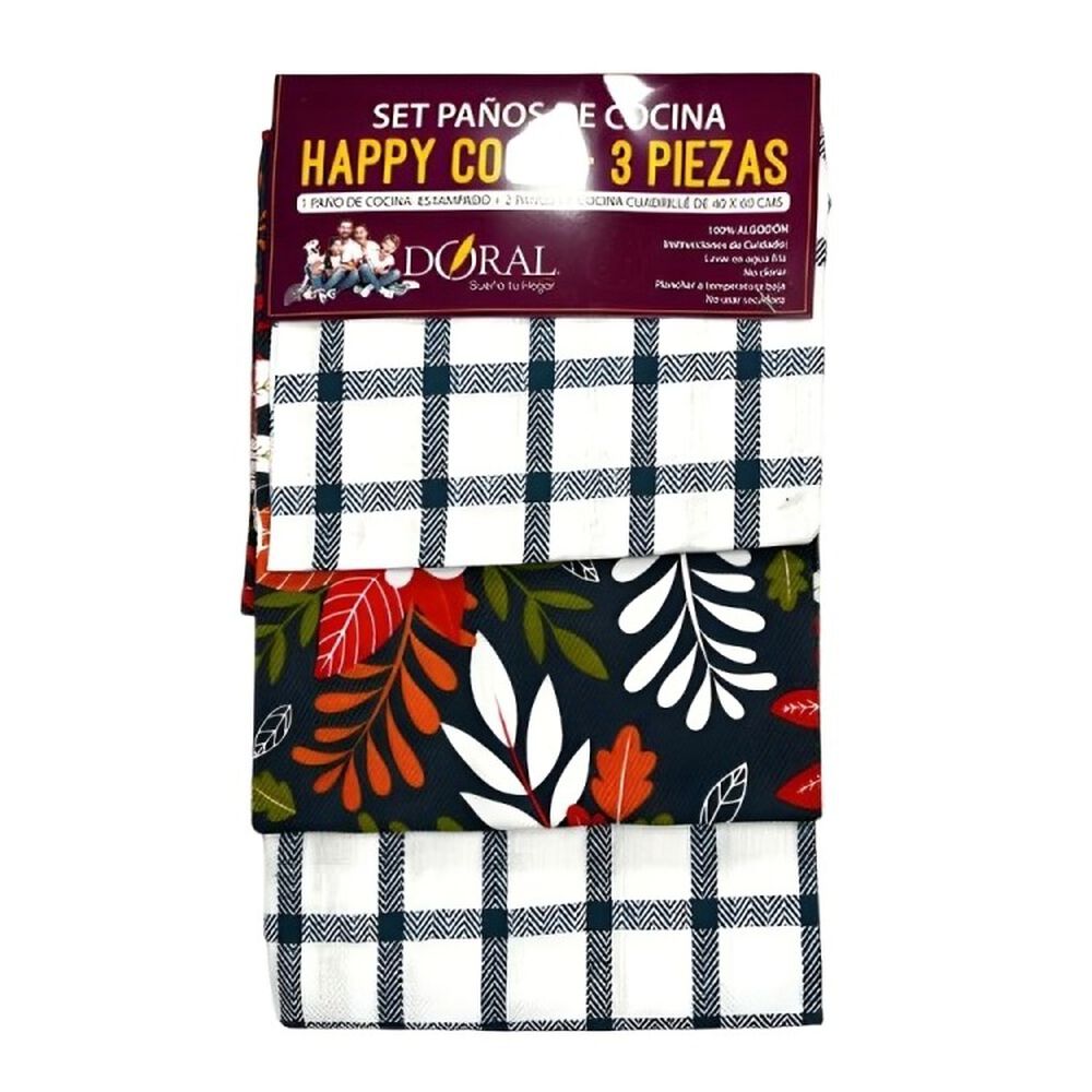 Set 3 Paños De Cocina Happy Cook Azul image number 0.0