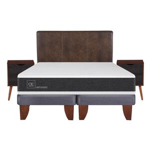 Cama Europea Cic Ortopedic / 2 Plazas / Base Dividida  + Set De Maderas