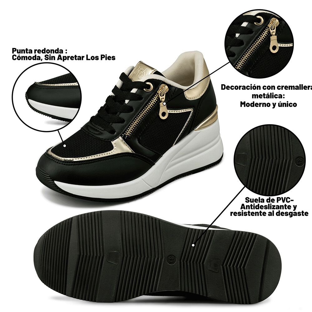 Zapatilla Deportiva Taco Cu&ntilde;a Malla Mujer Weide Jll60 image number 7.0