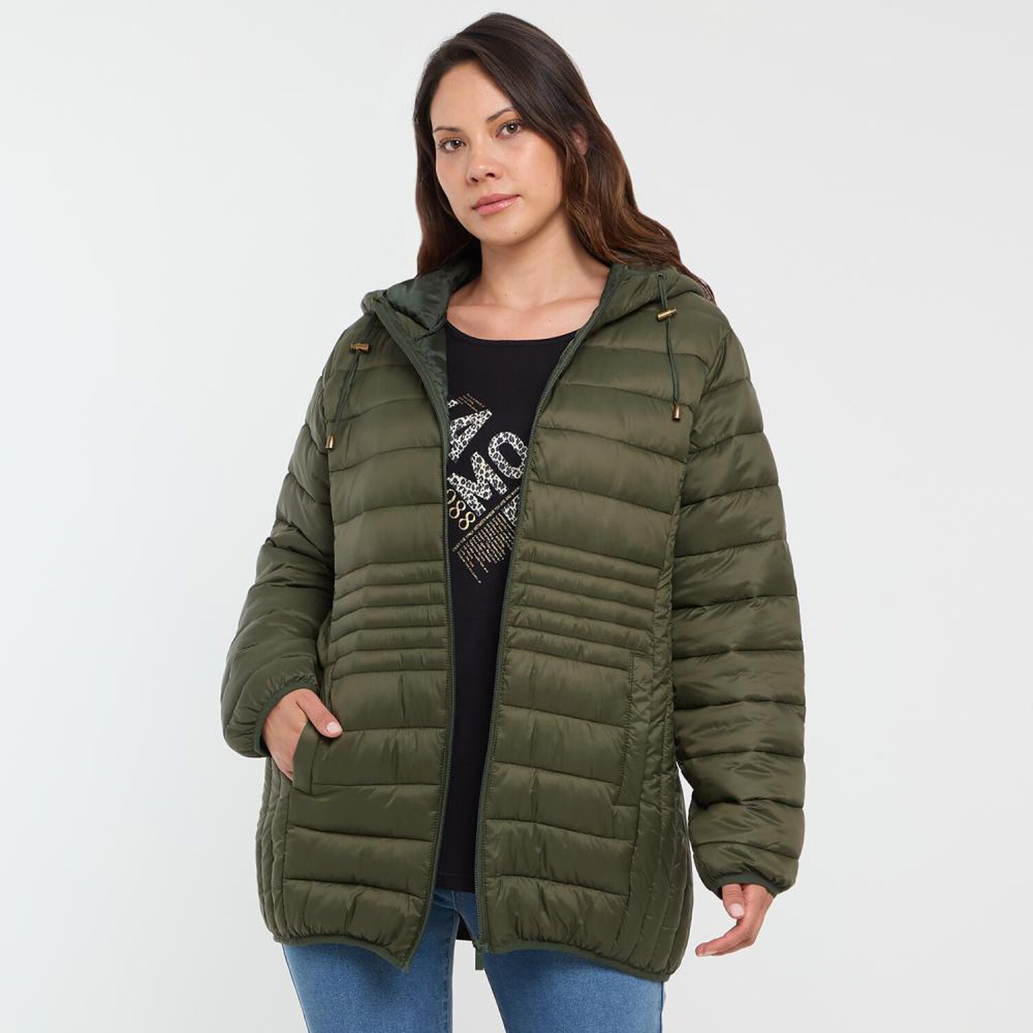 Parka Lisa Regular Cuello Alto Con Capucha Mujer Sexy Large image number 0.0
