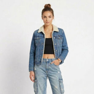 Chaqueta Mezclilla Jeans Chiporro Sherpa Mujer