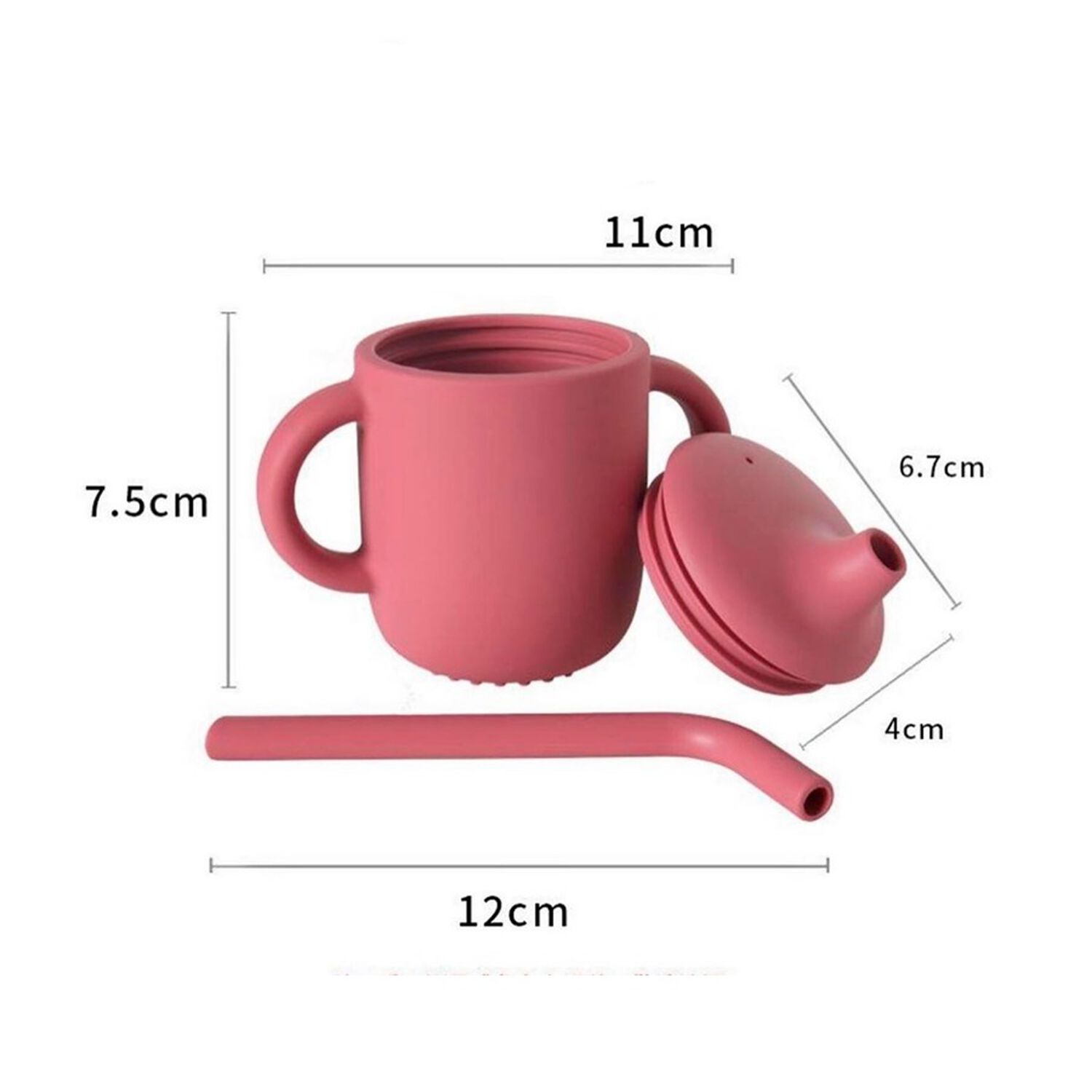 Vaso De Silicona Con Bombilla Para Beb&eacute;s Rosa Oscuro image number 2.0