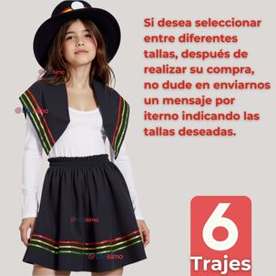 Pack 6 Traje Nortino Con Polera Fiestas Patrias Baile Nortino Negro