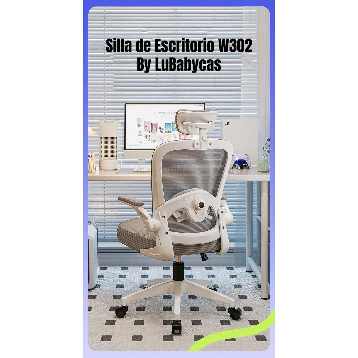 Silla De Escritorio Apoya Cabeza Negra W302 Lubabycas image number 1.0