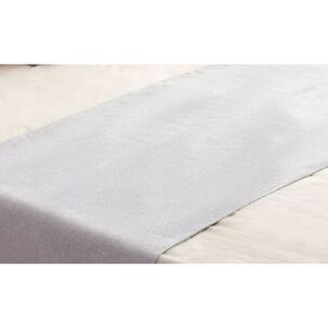 Piecera De Lino Con Pompones Medida 70x210cm King -2 Plazas. Gris Claro