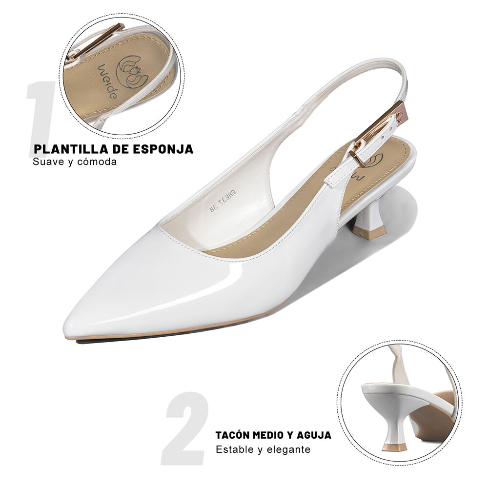 Zapato Taco Talón Abierto Simil Charol Mujer Weide Ghe37 image number 8.0