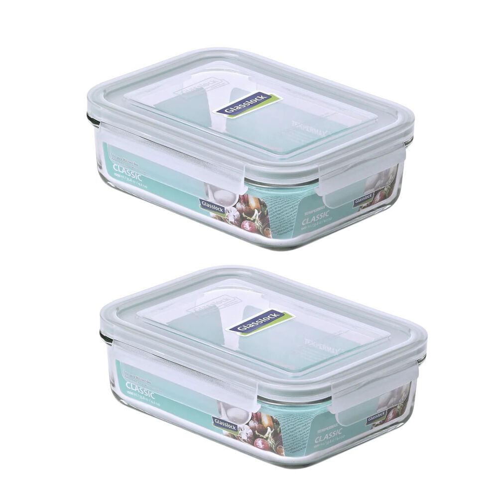 Pack 2 Contenedores Vidrio Hermetico Rect 1000ml Glasslock image number 0.0