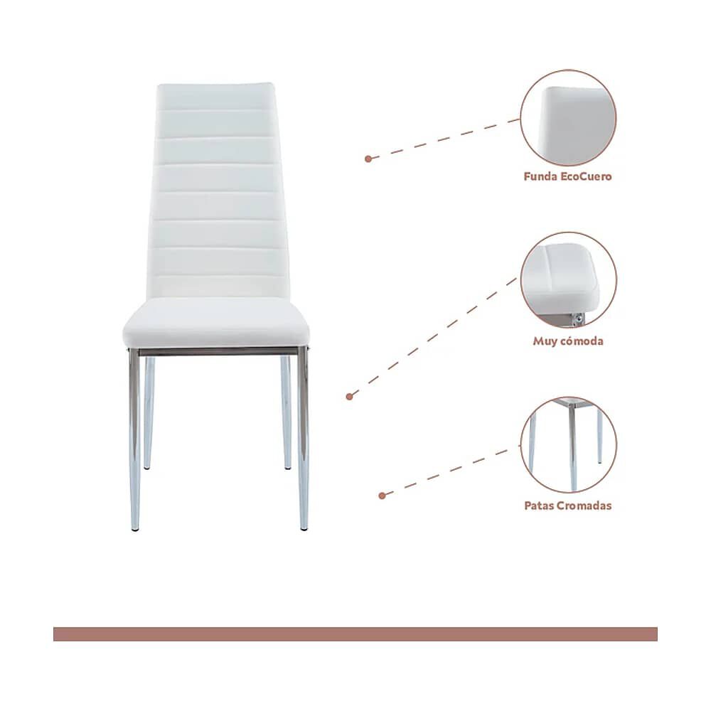 Comedor Mesa Eames 80cm Redonda Vidrio + 4 Sillas Dining Liana Acolchadas - Blancas image number 2.0