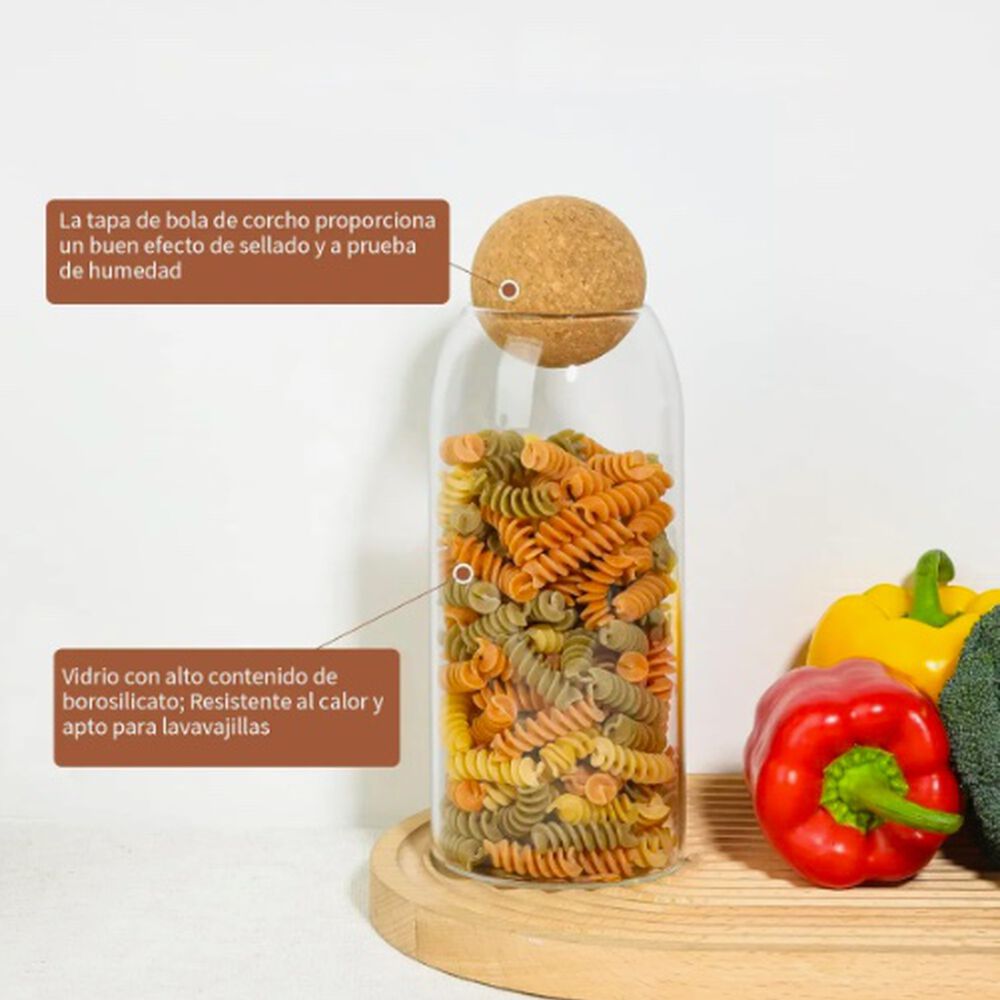 Pack 3 Botellas Frasco Vidrio Corcho Transparente Con Bola image number 2.0