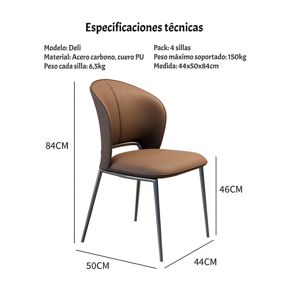 Pack 4 Sillas De Comedor Premium Ecocuero Deli Blancas image number 4.0