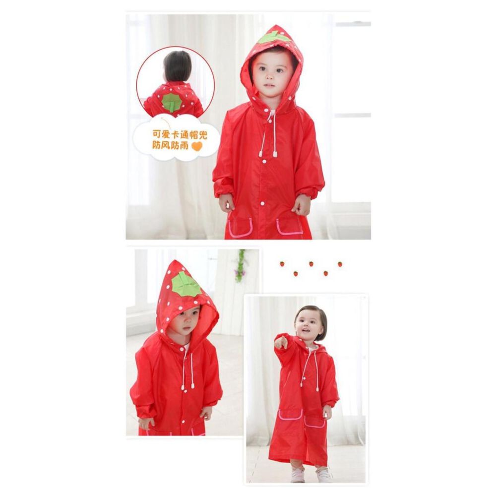 Poncho Impermeable Con Gorro Para Lluvia Infantil Rojo image number 2.0