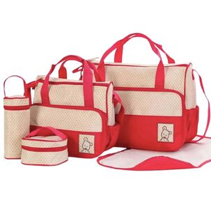 Bolso Maternal 5 Piezas Mudador Rojo