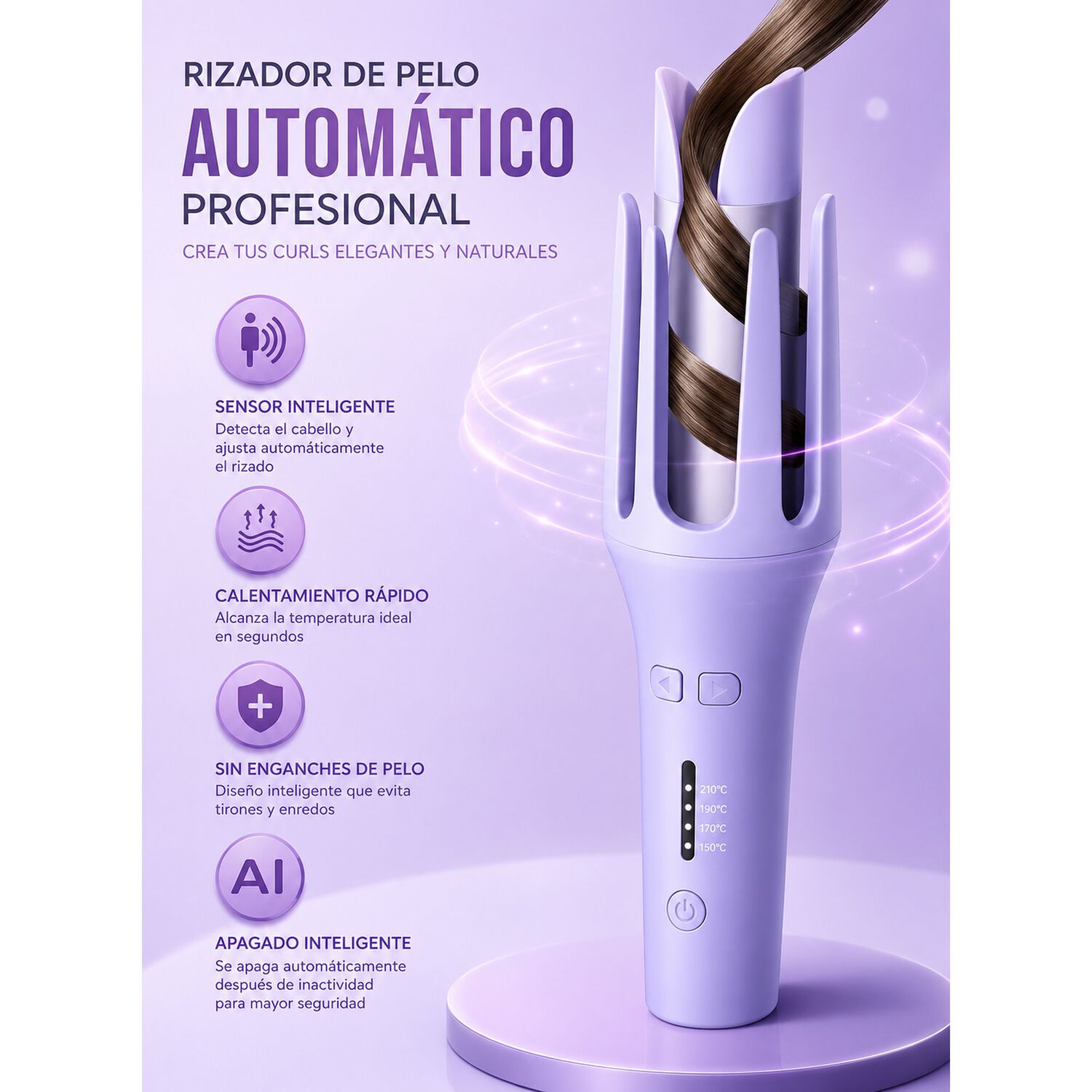 Rizador Autom&aacute;tico Giratorio 360&deg; Con Control De Temperatura image number 6.0