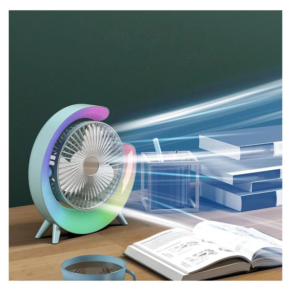 Ventilador Verano Portatil Giratorio Con Luz Multicolor Rgb image number 2.0
