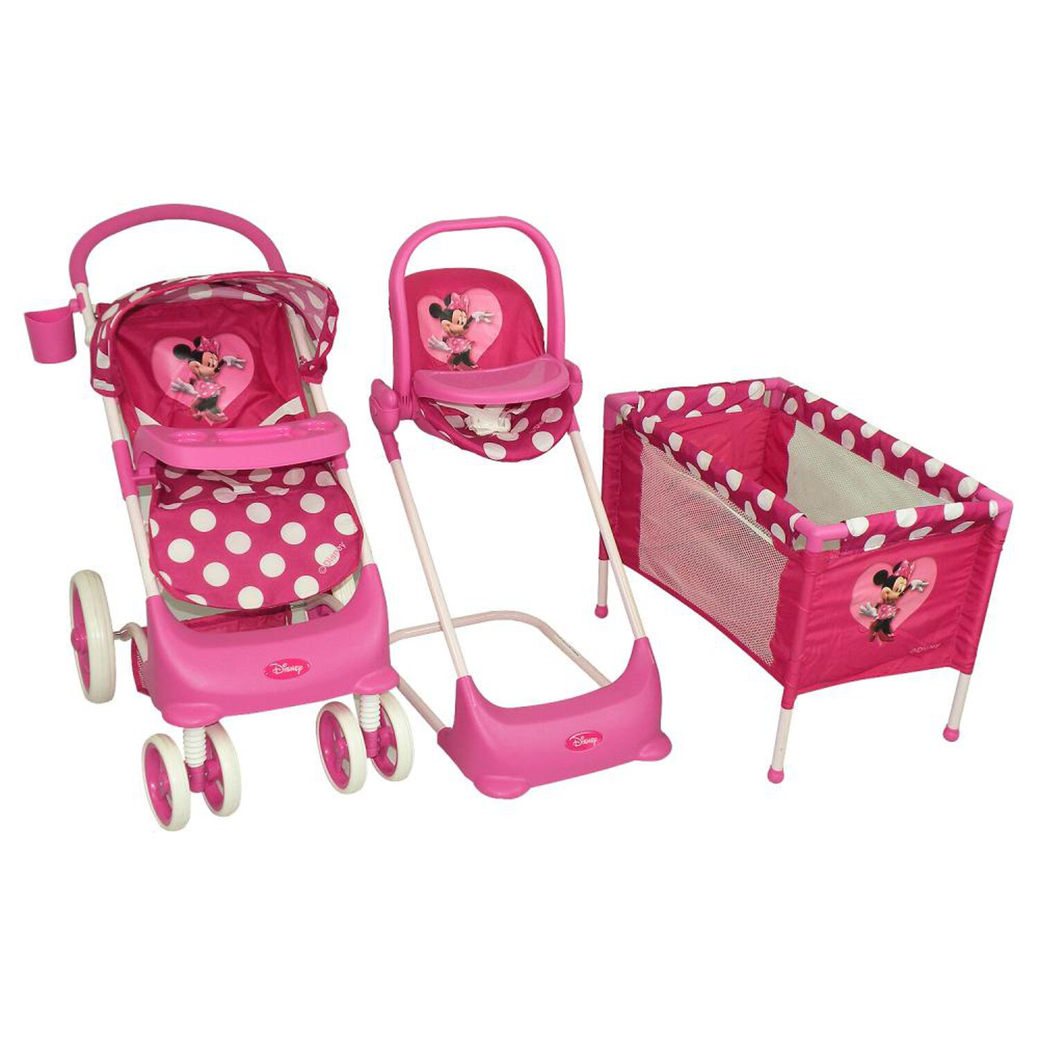 Juguete Para Mu&ntilde;eca Bebesit Coche, Cuna Y Silla De Comer Minnie image number 0.0