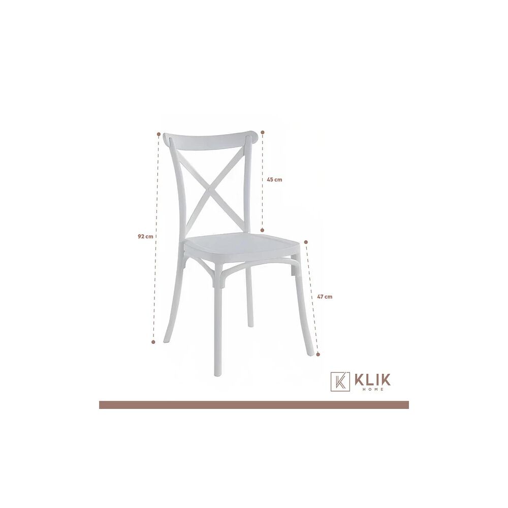 Comedor Rectangular Blanco 120x80cm + 6 Silla Crossback Danubio Blanca image number 4.0