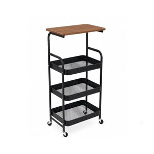 Carrito Organizador 3 Niveles Negro Con Ruedas Cocina Ba&ntilde;o