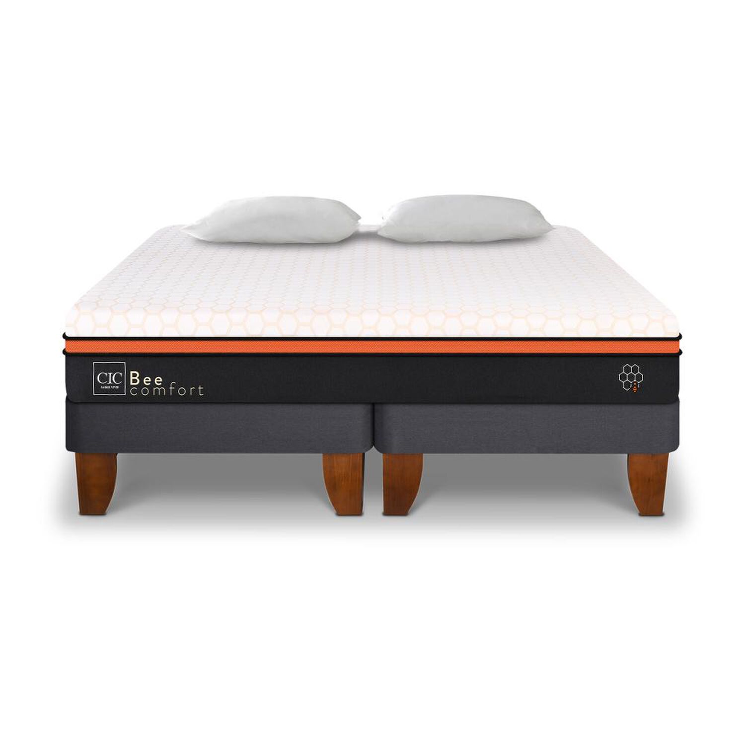 Cama Europea Cic Bee Comfort / 2 Plazas / Base Dividida + Almohadas image number 0.0