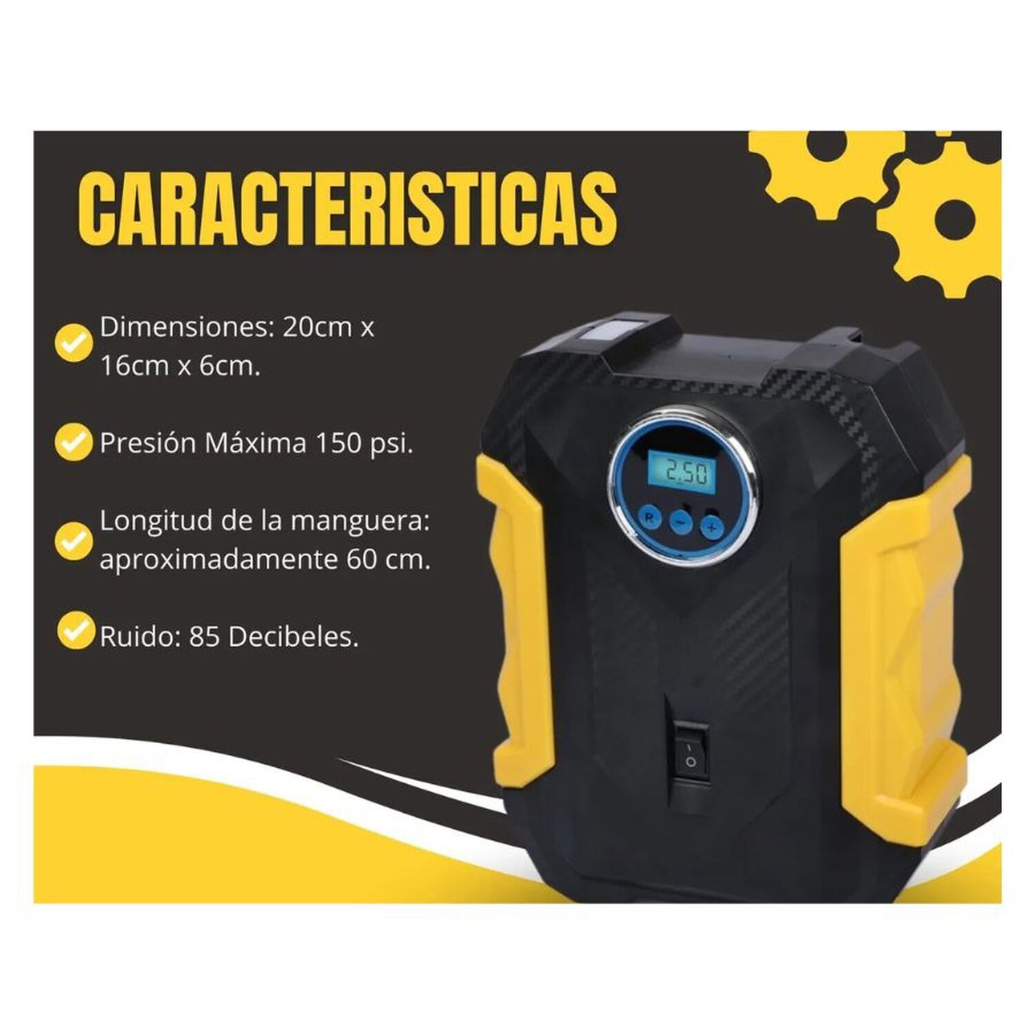 Compresor Aire Port&aacute;til Digital 12v Inflador Neum&aacute;ticos Auto image number 6.0