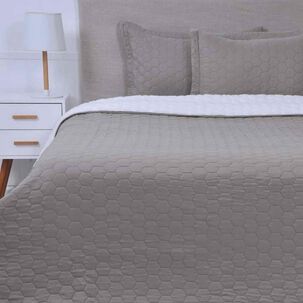 Quilt Sherpa 2 Plazas Liso Gris