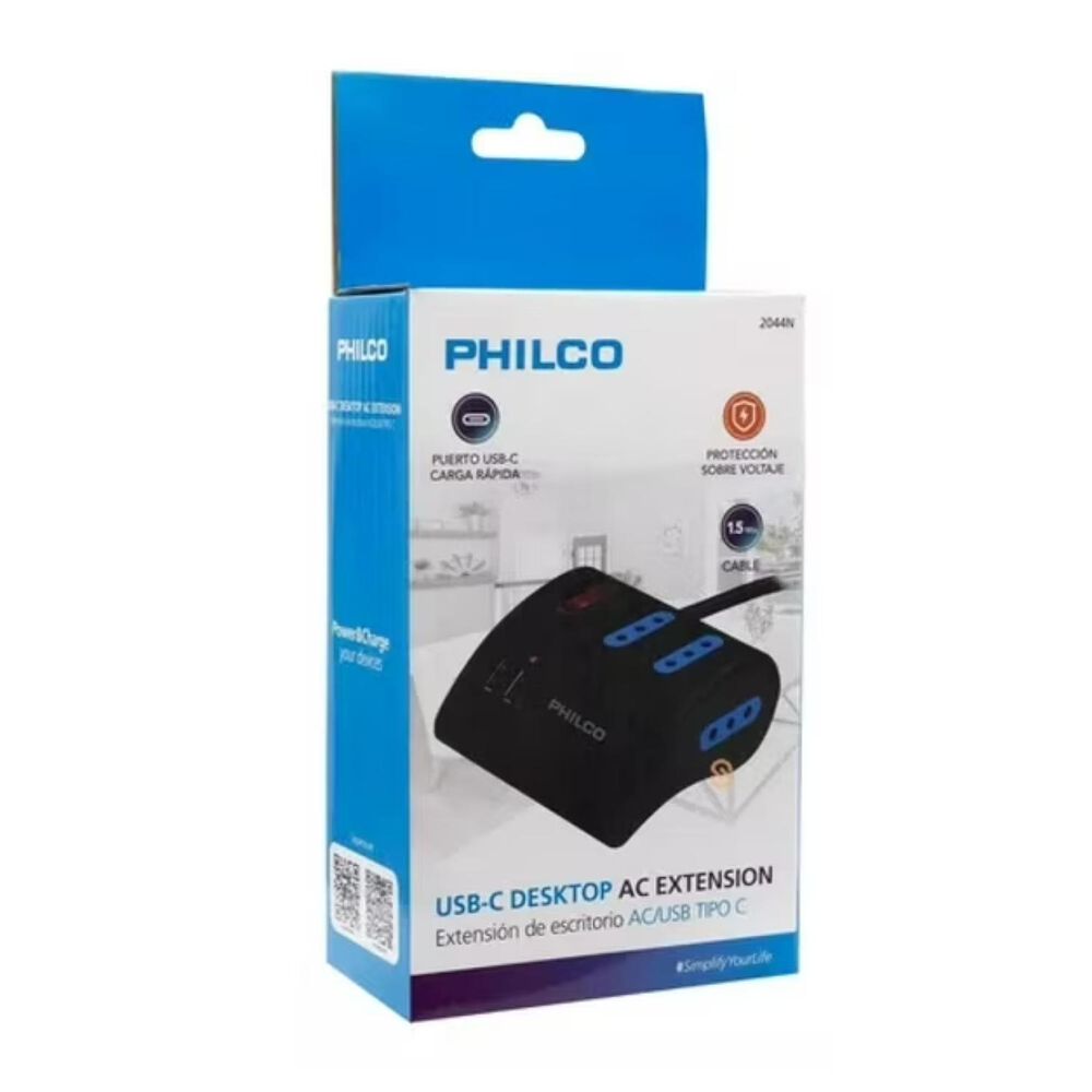 Zapatilla Alargador Extension De Escritorio Usb C Negro image number 3.0