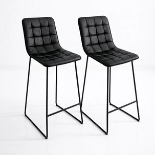 Pack De 2 Taburetes Milano Cuero Sintetico Con Patas Met&aacute;licas Estilo Industrial
