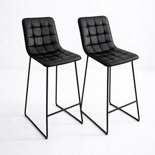 Pack De 2 Taburetes Milano Cuero Sintetico Con Patas Met&aacute;licas Estilo Industrial