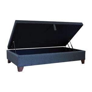 Base De Cama Baúl Gris 1.5 Plaza Largo 200 Cm Con Patas De Madera 11 Cm