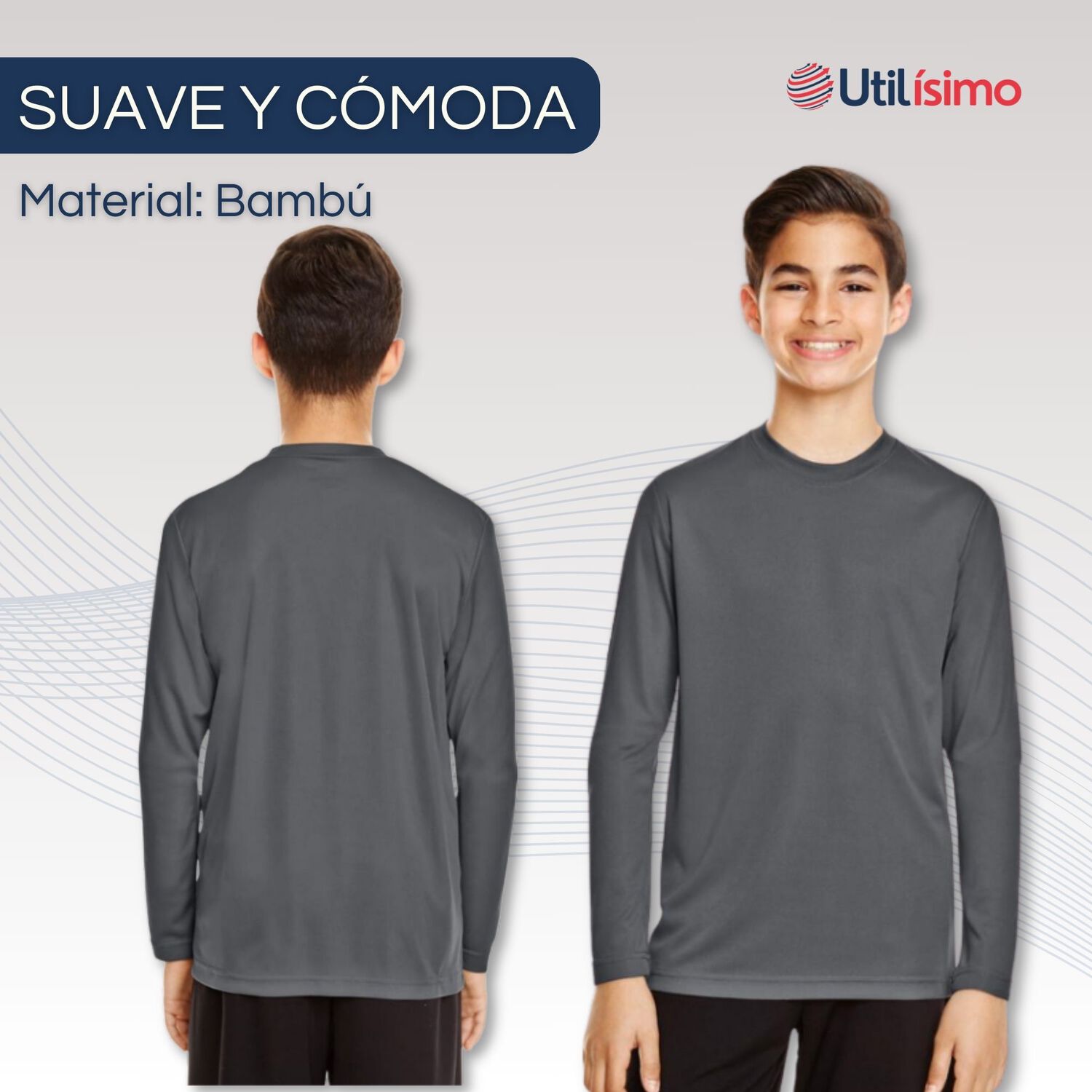 Pack 3 Camisetas Bamb&uacute; Primera Capa Ni&ntilde;o Manga Larga Cuello Redondo image number 3.0
