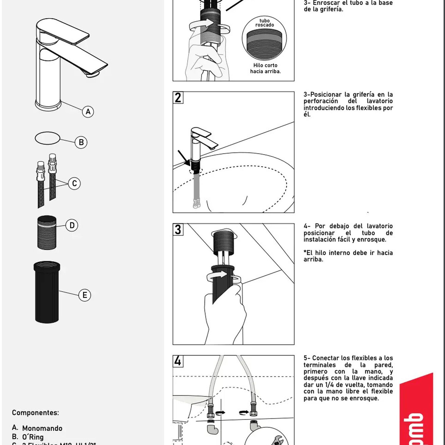 Monomando Llave Grifo Lavatorio Modelo Queens Marca Pmb image number 7.0
