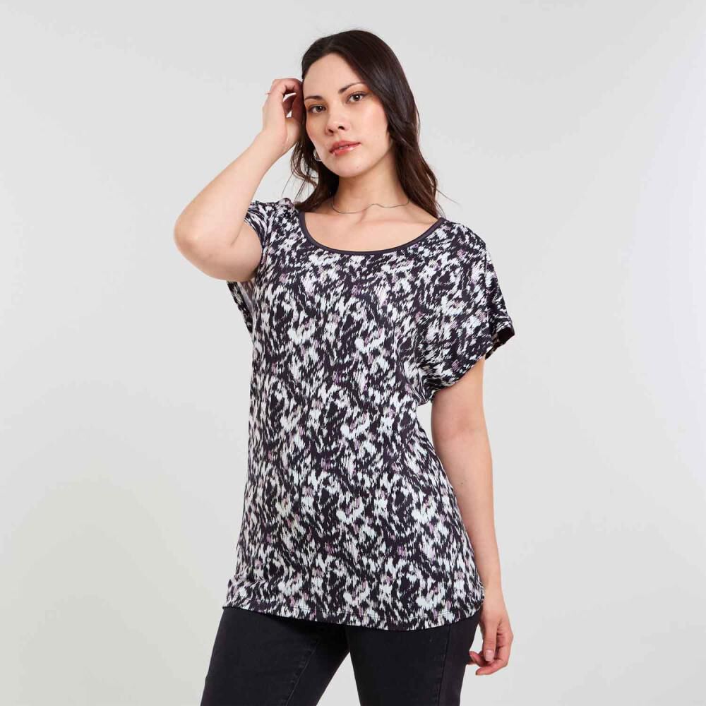 Polera Full Print Manga Corta Cuello Redondo Mujer Sexy Large image number 2.0
