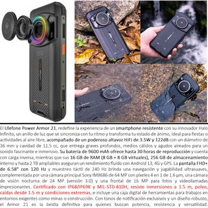 Ulefone Power Armor 21 - Smartphone Resistente Con Sonido Hifi Y Halo Infinito Ulefone Power Armor 21 - Smartphone Resistente Con Sonido Hifi Y Halo Infinito