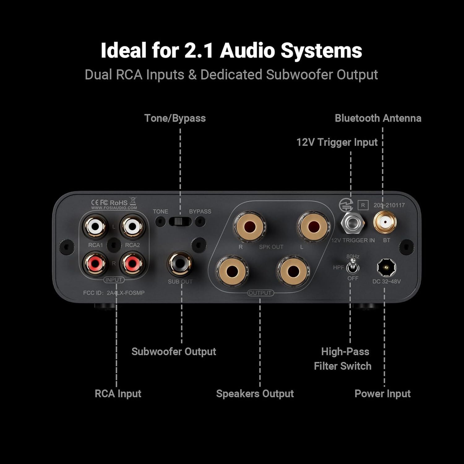 Amplificador Bluetooth 300w 2.1 Hi-res Fosi Bt20a Max image number 2.0