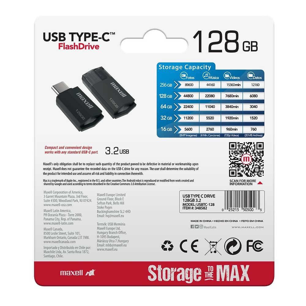 Pendrive Maxell Usbtc Tipo C 128gb 3.2 Negro image number 2.0
