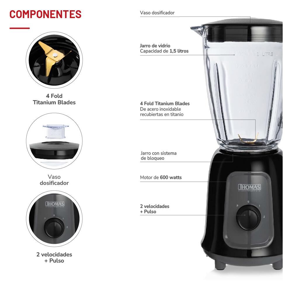 Licuadora Thomas TH-330V / 1.5 Litros / 300W image number 4.0