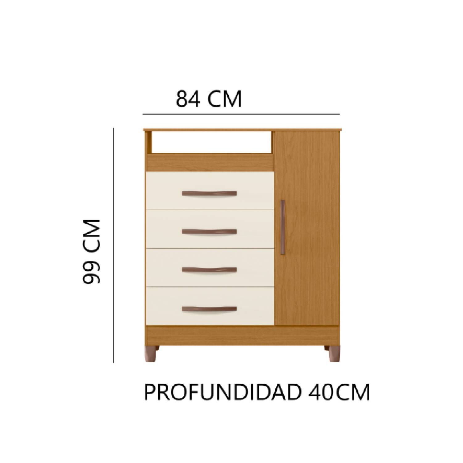 Comoda 4 Cajones 1 Puerta Turqueza Cinamomo Off White image number 3.0