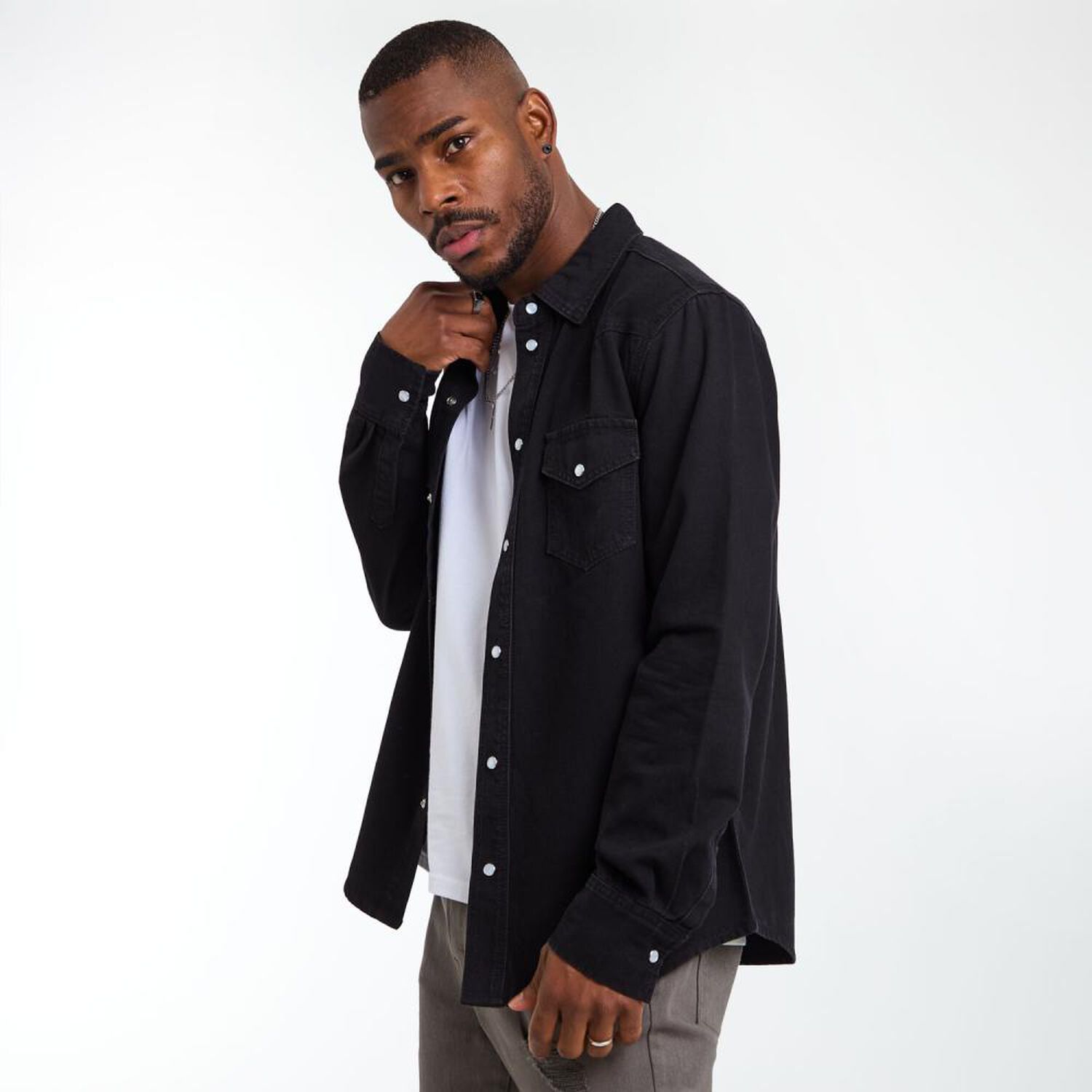 Camisa Denim Regular Manga Larga Hombre Az Rolly Go image number 2.0