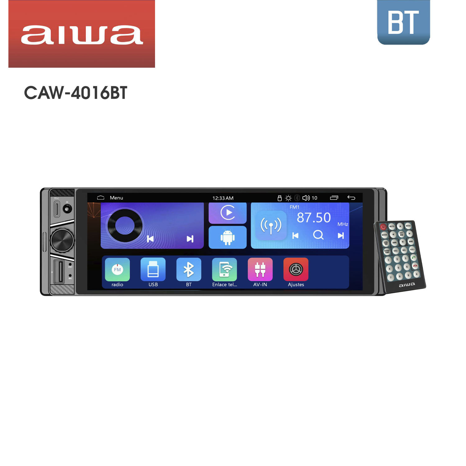 Combo Radio Bluetooth 1 Din + Parlante Auto Aiwa Caw-4016bt image number 3.0