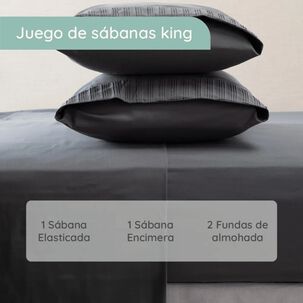 Sabanas Colchón King Microfibra 300 Hilos Gris Oscuro