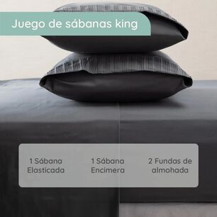 Sabanas Colch&oacute;n King Microfibra 300 Hilos Gris Oscuro