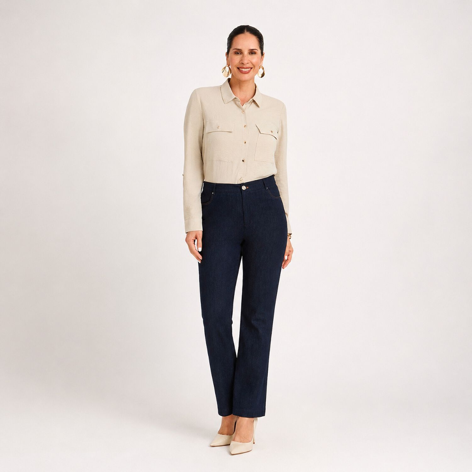 Jeans Tiro Medio Flare Mujer Lorenzo Di Pontti image number 1.0