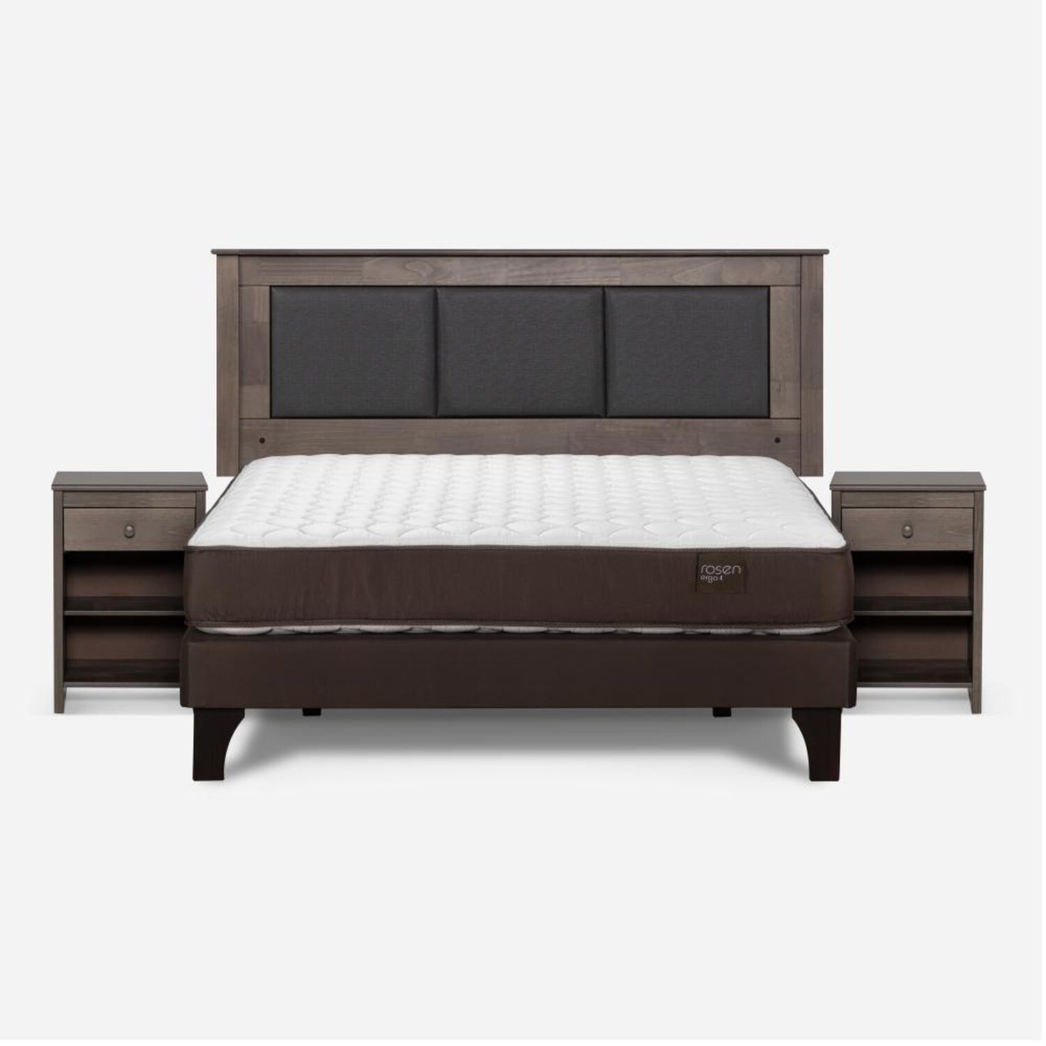 Cama Europea Rosen Ergo T New / 2 Plazas / Base Normal  + Set Maderas Rachel Gris image number 0.0
