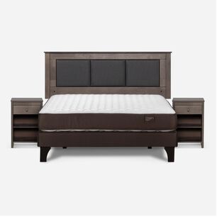 Cama Europea Rosen Ergo T New / 2 Plazas / Base Normal  + Set Maderas Rachel Gris