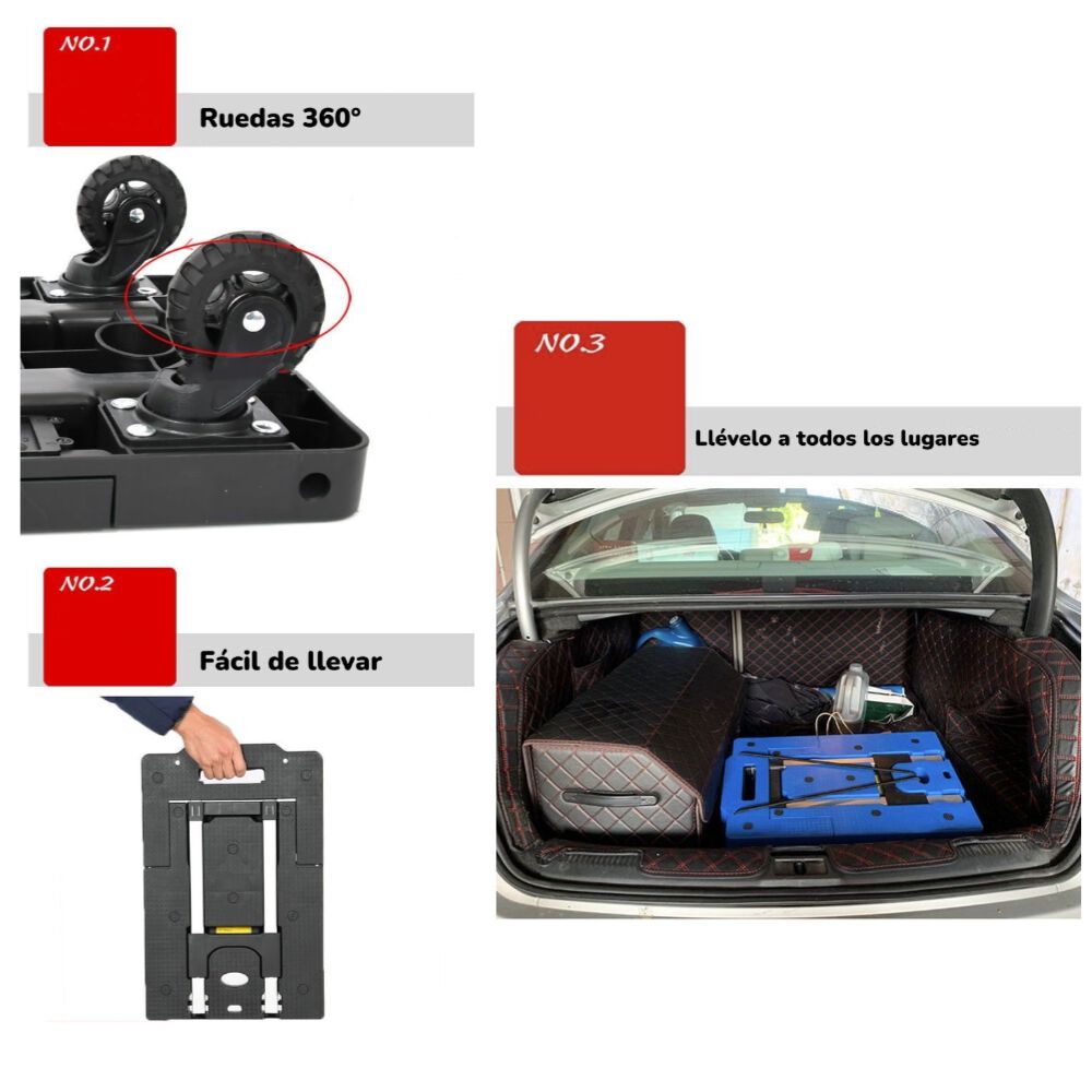Carro De Carga Plegable Expandible Con Accesorios Lubabycas image number 3.0