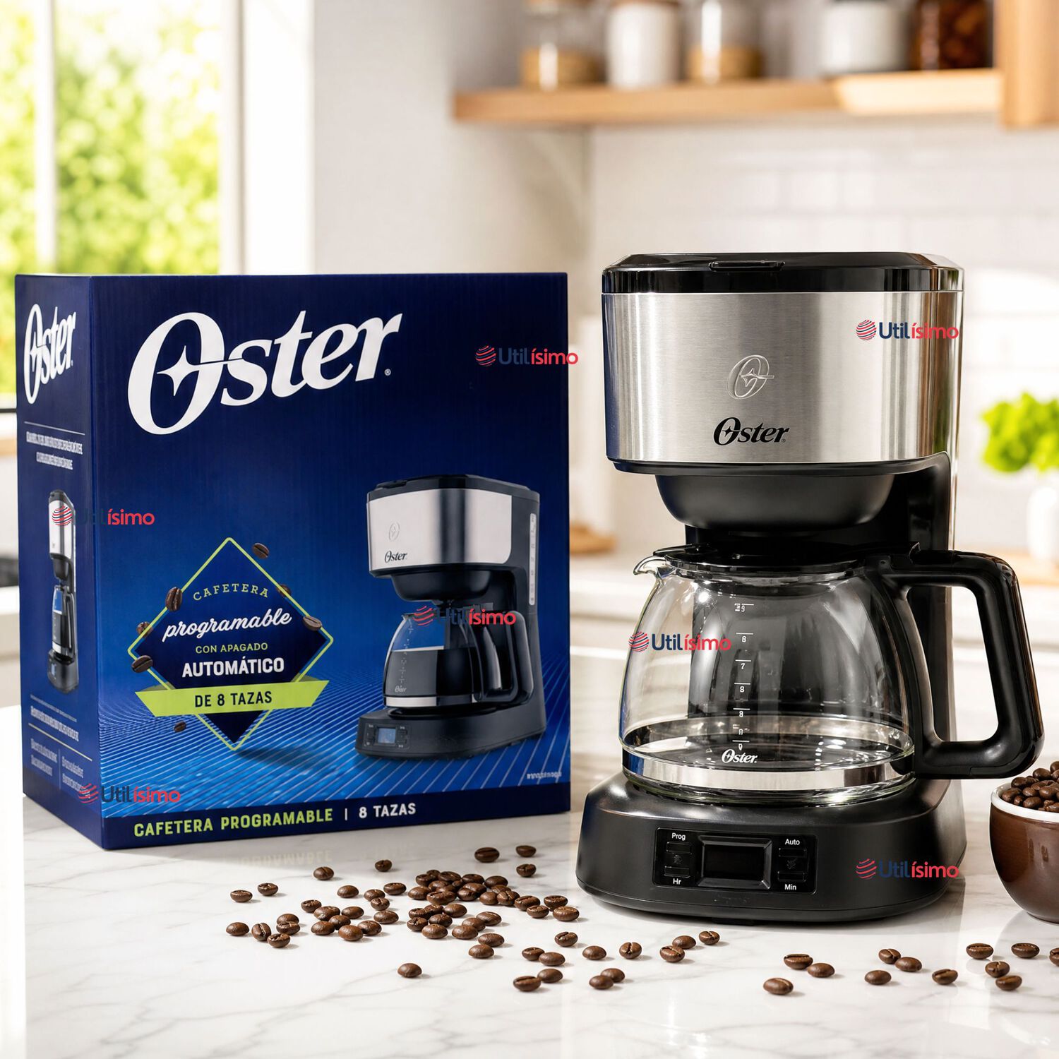 Cafetera Programable Oster 8 Tazas En Acero Inoxidable Bvstdc10ss
