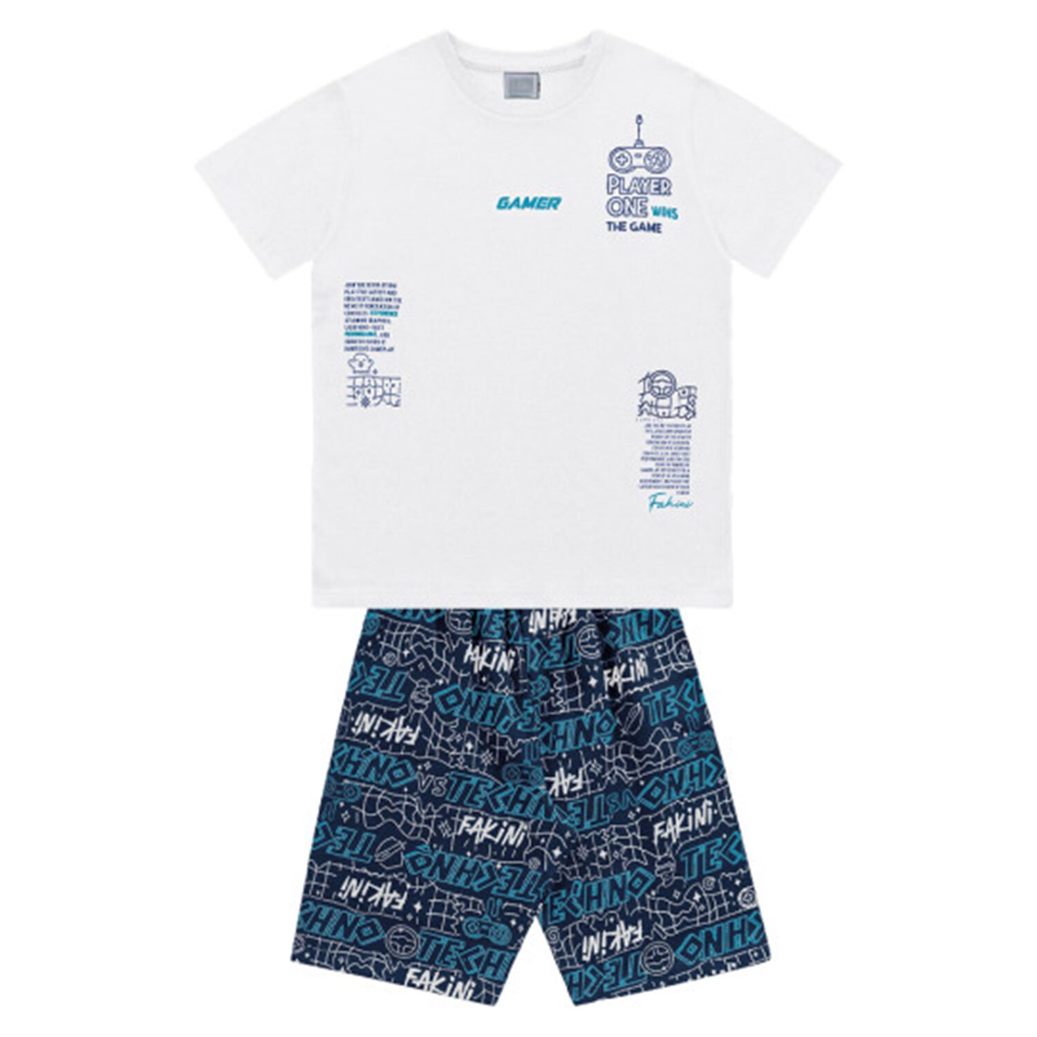 Conjunto Polera Blanca Y Short Gamer Algod&oacute;n image number 0.0