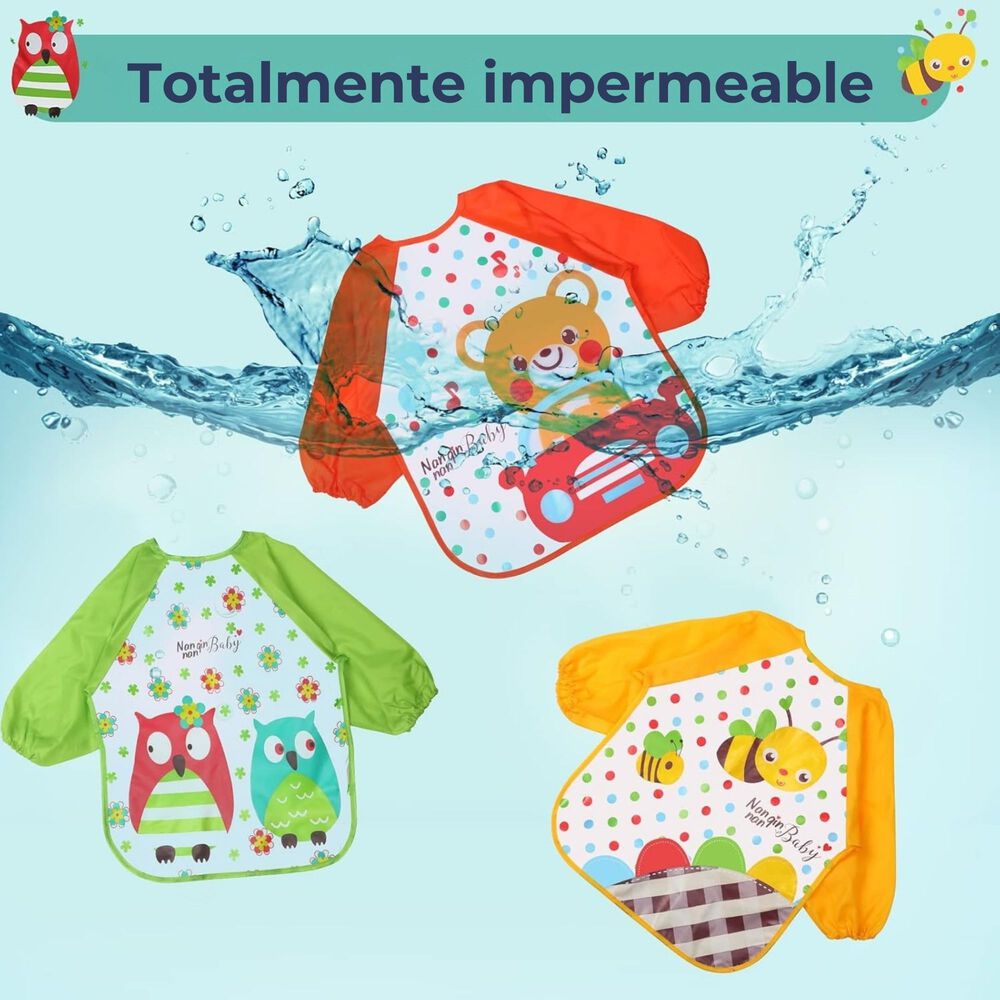 Pack 9 Baberos Plásticos Con Mangas Para Bebés Jump Kids Niño image number 7.0