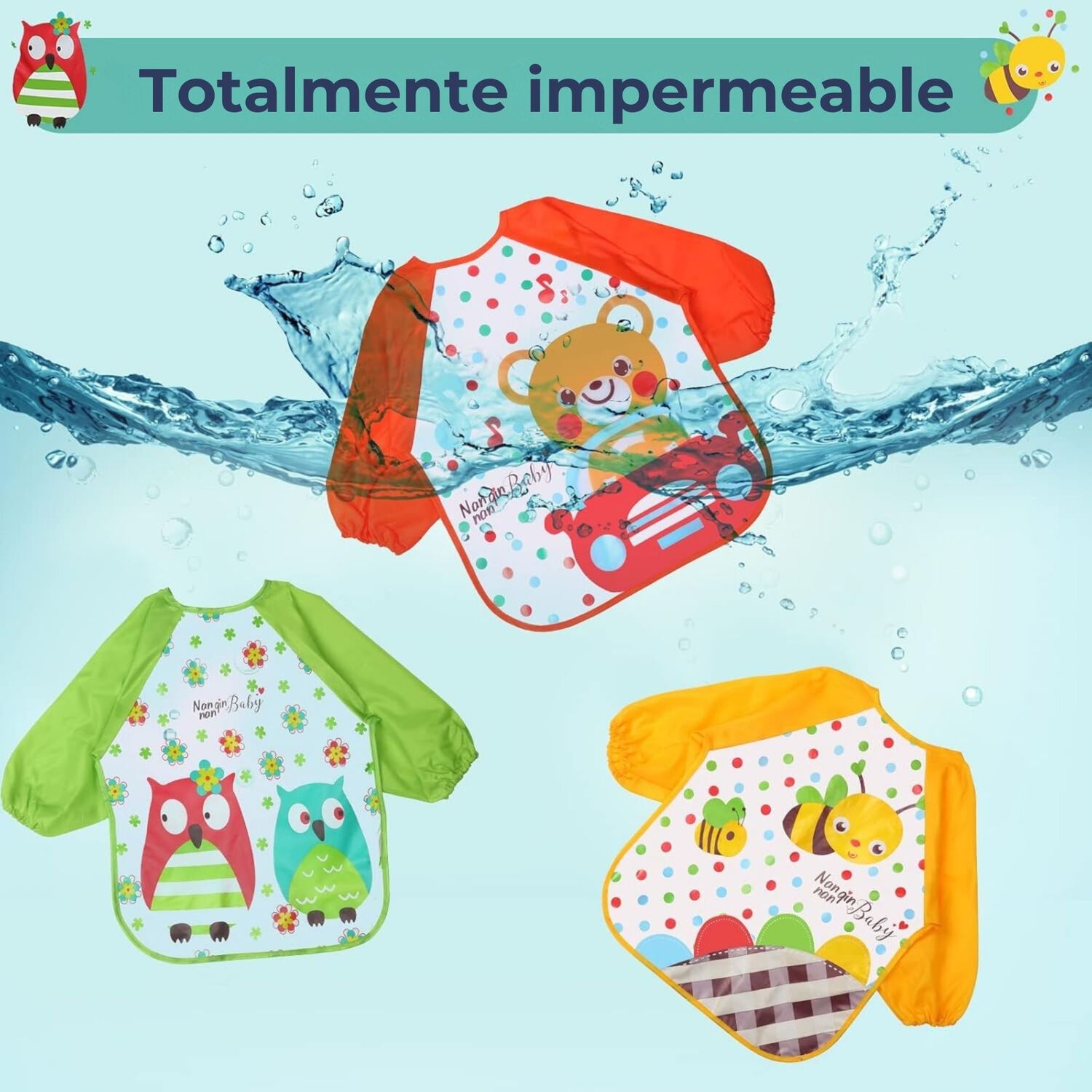 Pack 9 Baberos Pl&aacute;sticos Con Mangas Para Beb&eacute;s Jump Kids Ni&ntilde;o image number 7.0